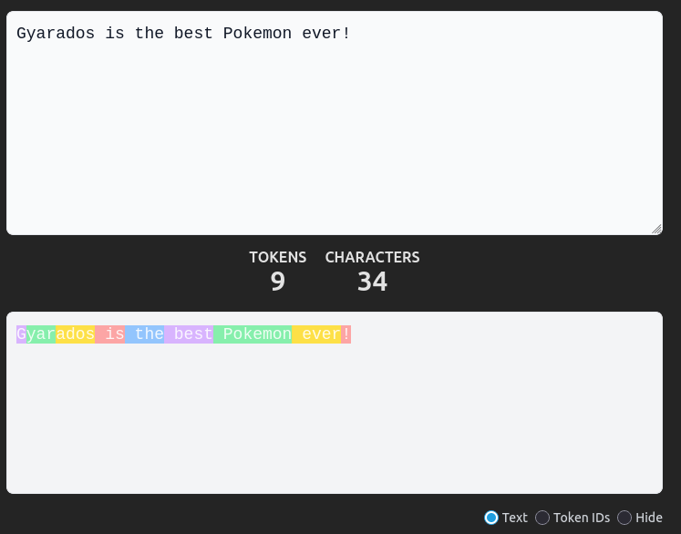 Tokenization of a single word